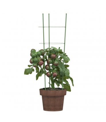 vidaXL Garden Plant Supports with 3 Rings 5 pcs Green 60 cm Steel — Size: 21.5 x 60 cm