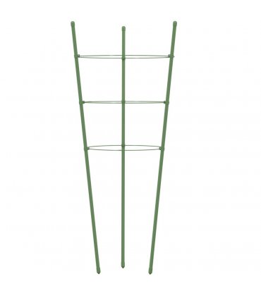 vidaXL Garden Plant Supports with 3 Rings 5 pcs Green 60 cm Steel — Size: 21.5 x 60 cm