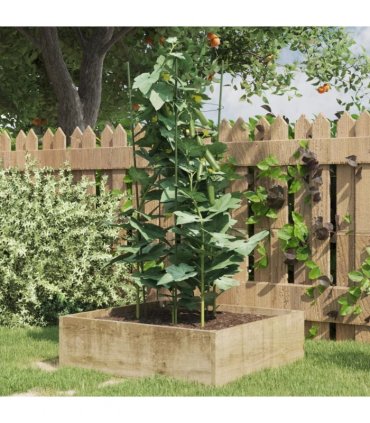 vidaXL Garden Plant Supports with 3 Rings 5 pcs Green 75 cm Steel — Size: 28 x 75 cm