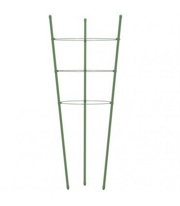 vidaXL Garden Plant Supports with 3 Rings 5 pcs Green 75 cm Steel — Size: 28 x 75 cm