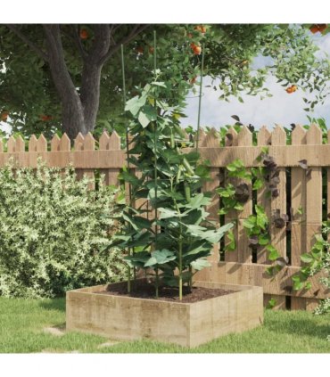 vidaXL Garden Plant Supports with 4 Rings 5 pcs Green 90 cm Steel — Size: 30 x 90 cm