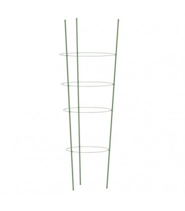 vidaXL Garden Plant Supports with 4 Rings 5 pcs Green 90 cm Steel — Size: 30 x 90 cm