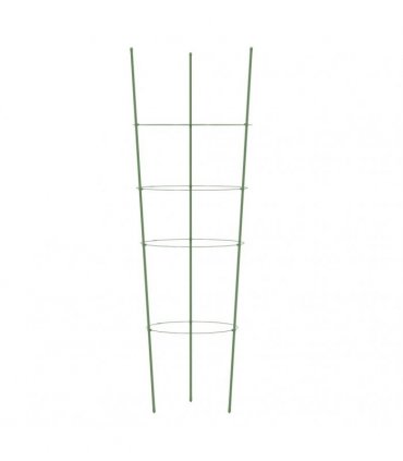 vidaXL Garden Plant Supports with 4 Rings 5 pcs Green 90 cm Steel — Size: 30 x 90 cm