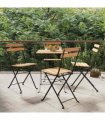 vidaXL Folding Bistro Chairs 4 pcs Solid Wood Teak and Steel — Size: 39 x 45 x 79 cm
