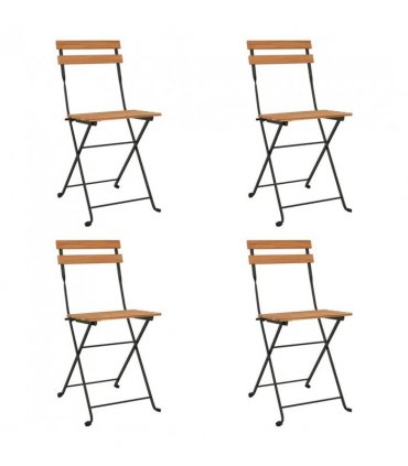 vidaXL Folding Bistro Chairs 4 pcs Solid Wood Teak and Steel — Size: 39 x 45 x 79 cm