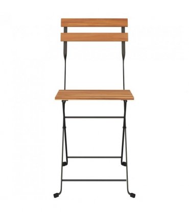 vidaXL Folding Bistro Chairs 4 pcs Solid Wood Teak and Steel — Size: 39 x 45 x 79 cm