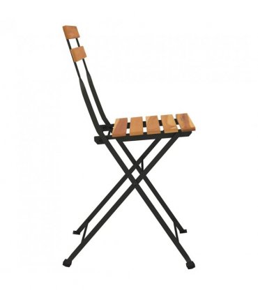 vidaXL Folding Bistro Chairs 4 pcs Solid Wood Teak and Steel — Size: 39 x 45 x 79 cm