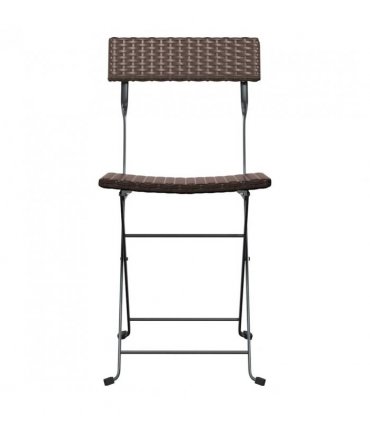 vidaXL Folding Bistro Chair | Set of 2 | Brown | PE rattan, powder-coated steel