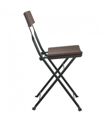vidaXL Folding Bistro Chair | Set of 2 | Brown | PE rattan, powder-coated steel