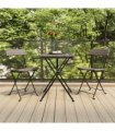 vidaXL 3 Piece Folding Bistro Set Grey Poly Rattan