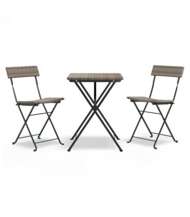 vidaXL 3 Piece Folding Bistro Set Grey Poly Rattan