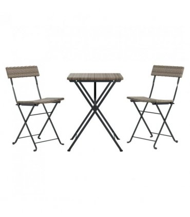 vidaXL 3 Piece Folding Bistro Set Grey Poly Rattan