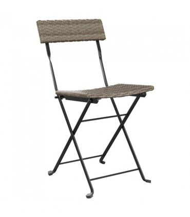 vidaXL 3 Piece Folding Bistro Set Grey Poly Rattan