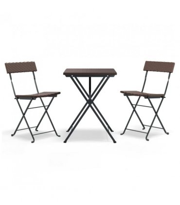 vidaXL 3 Piece Folding Bistro Set Brown Poly Rattan