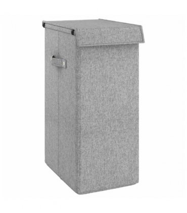 vidaXL Foldable Laundry Hamper Grey 26x34.5x59.5 cm Faux Linen Fabric — Size: 26 x 34.5 x 59.5 cm