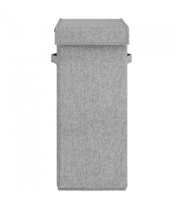 vidaXL Foldable Laundry Hamper Grey 26x34.5x59.5 cm Faux Linen Fabric — Size: 26 x 34.5 x 59.5 cm