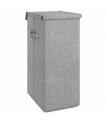 vidaXL Foldable Laundry Hamper Grey 26x34.5x59.5 cm Faux Linen Fabric — Size: 26 x 34.5 x 59.5 cm