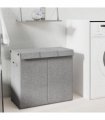 vidaXL Foldable Laundry Hamper Grey 64.5x34.5x59 cm Faux Linen Fabric — Size: 64.5 x 34.5 x 59 cm