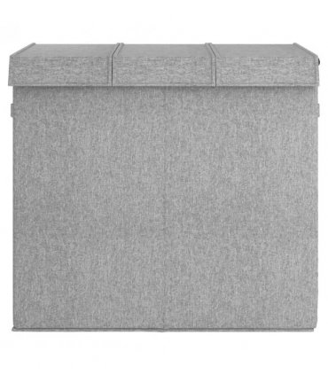 vidaXL Foldable Laundry Hamper Grey 64.5x34.5x59 cm Faux Linen Fabric — Size: 64.5 x 34.5 x 59 cm