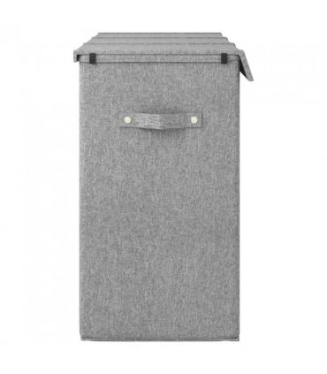 vidaXL Foldable Laundry Hamper Grey 64.5x34.5x59 cm Faux Linen Fabric — Size: 64.5 x 34.5 x 59 cm