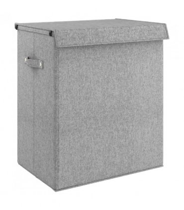 vidaXL Foldable Laundry Hamper Grey 51x34.5x59 cm Faux Linen Fabric — Size: 51 x 34.5 x 59 cm
