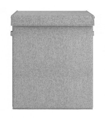 vidaXL Foldable Laundry Hamper Grey 51x34.5x59 cm Faux Linen Fabric — Size: 51 x 34.5 x 59 cm