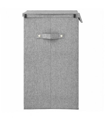 vidaXL Foldable Laundry Hamper Grey 51x34.5x59 cm Faux Linen Fabric — Size: 51 x 34.5 x 59 cm