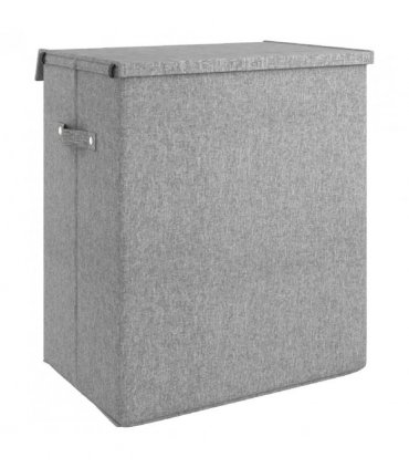 vidaXL Foldable Laundry Hamper Grey 51x34.5x59 cm Faux Linen Fabric — Size: 51 x 34.5 x 59 cm
