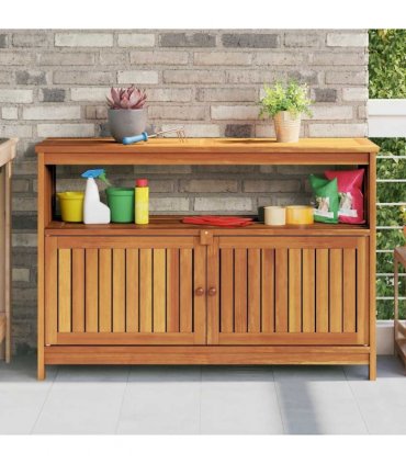 vidaXL Garden Console Table 110x35x75 cm Solid Wood Acacia — Colour: natural, Size: 110 x 35 x 75 cm