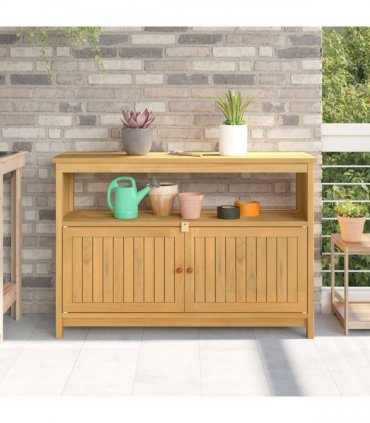 vidaXL Garden Console Table with Storage Light Acacia 110 x 35 x 75 cm