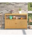 vidaXL Garden Console Table with Storage Light Acacia 110 x 35 x 75 cm