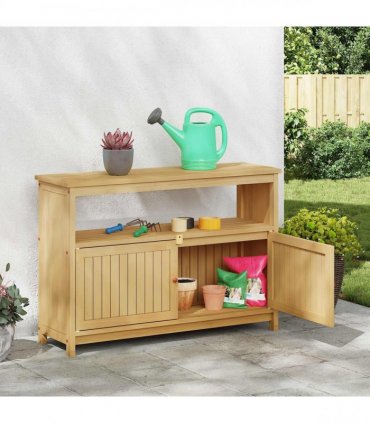 vidaXL Garden Console Table with Storage Light Acacia 110 x 35 x 75 cm