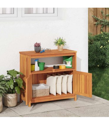 vidaXL Garden Console Table 80x35x75 cm Solid Wood Acacia — Colour: natural, Size: 80 x 35 x 75 cm