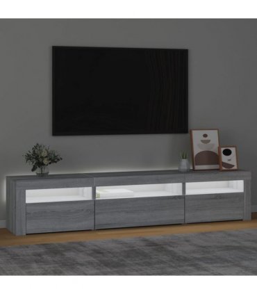 vidaXL TV Cabinet with LED Lights Grey Sonoma 195x35x40 cm