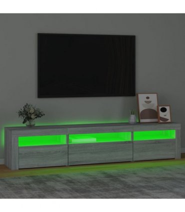 vidaXL TV Cabinet with LED Lights Grey Sonoma 195x35x40 cm