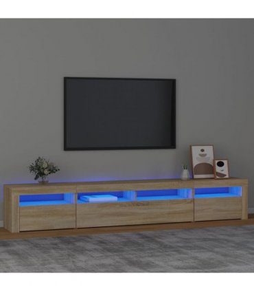 vidaXL TV Cabinet with LED Lights Sonoma Oak 240x35x40 cm