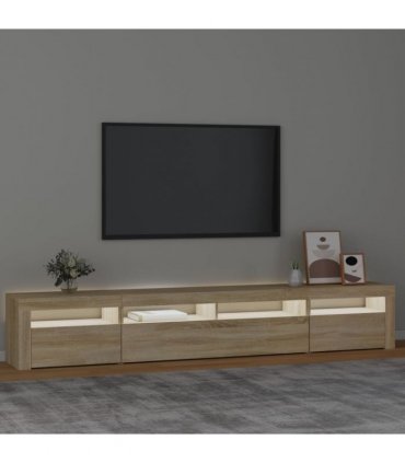 vidaXL TV Cabinet with LED Lights Sonoma Oak 240x35x40 cm