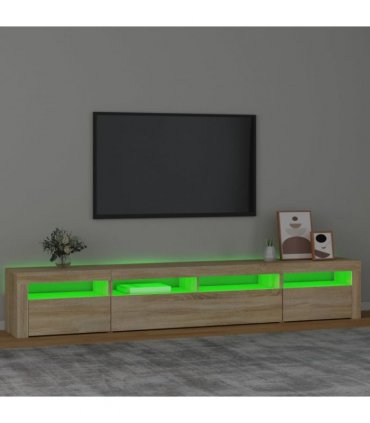 vidaXL TV Cabinet with LED Lights Sonoma Oak 240x35x40 cm