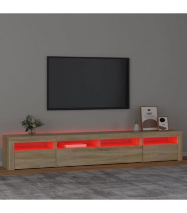 vidaXL TV Cabinet with LED Lights Sonoma Oak 240x35x40 cm