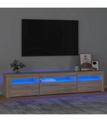 vidaXL TV Cabinet with LED Lights Sonoma Oak 195x35x40 cm