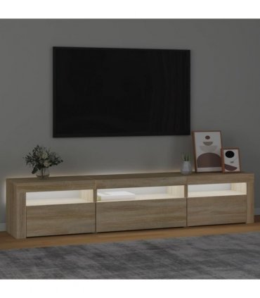 vidaXL TV Cabinet with LED Lights Sonoma Oak 195x35x40 cm