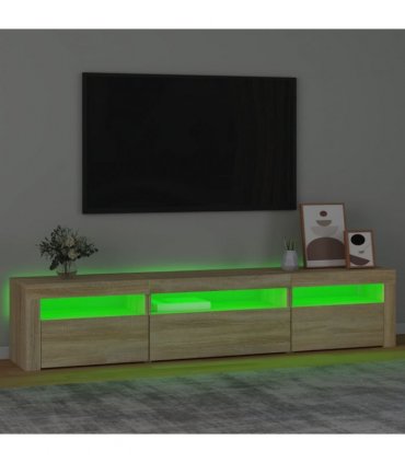 vidaXL TV Cabinet with LED Lights Sonoma Oak 195x35x40 cm