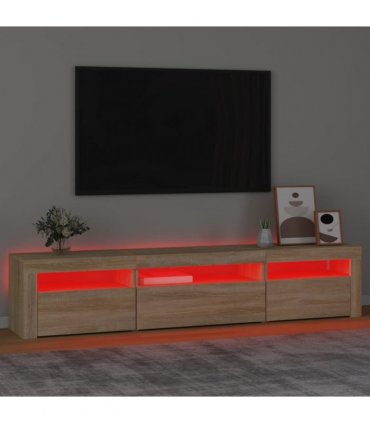 vidaXL TV Cabinet with LED Lights Sonoma Oak 195x35x40 cm