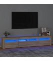 vidaXL TV Cabinet with LED Lights Sonoma Oak 210x35x40 cm