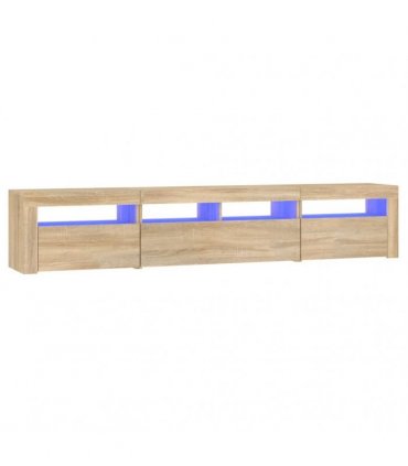 vidaXL TV Cabinet with LED Lights Sonoma Oak 210x35x40 cm