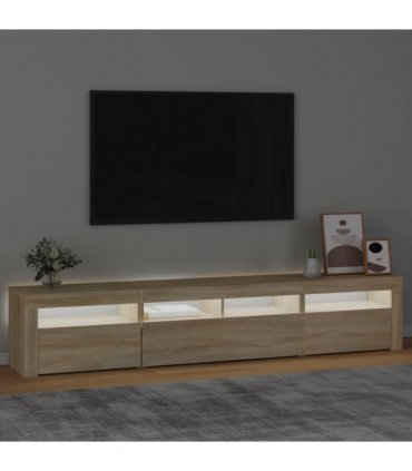 vidaXL TV Cabinet with LED Lights Sonoma Oak 210x35x40 cm