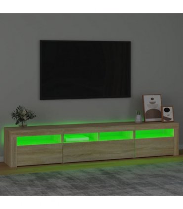 vidaXL TV Cabinet with LED Lights Sonoma Oak 210x35x40 cm