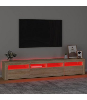vidaXL TV Cabinet with LED Lights Sonoma Oak 210x35x40 cm