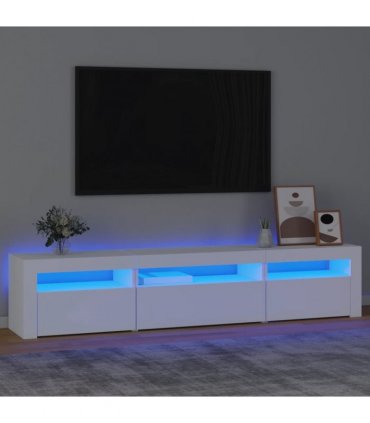 vidaXL TV Cabinet with LED Lights White 195x35x40 cm