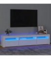 vidaXL TV Cabinet with LED Lights White 195x35x40 cm